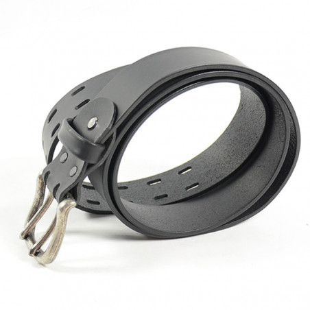 Ceinture Boucle Double Ardillon Cuir Homme Faune Noir COTE