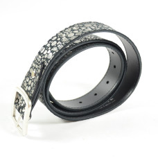Ceinture Faune Cuir Femme Disco Noir Argent