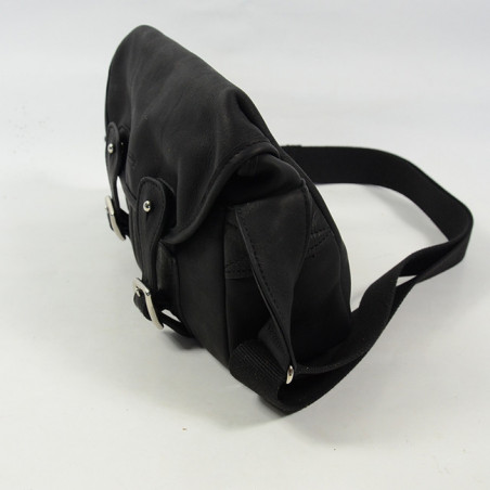Berthille Mini Pêche Sac Croisé Cuir Gras Noir cote