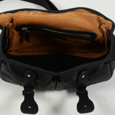 Berthille Mini Pêche Sac Croisé Cuir Gras Noir ouvert