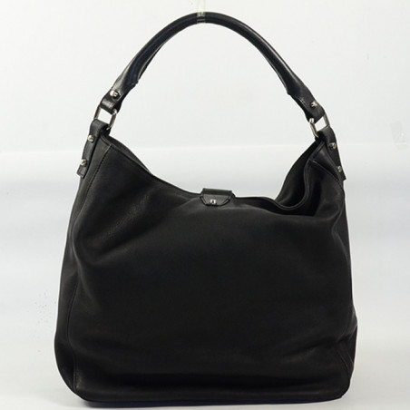 Berthille Hermine Sac Shopping Cuir Gras Noir dos