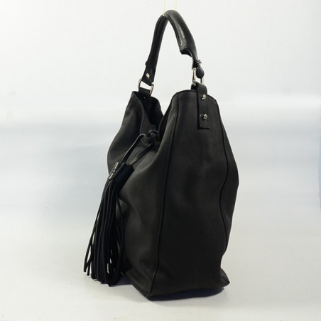 Berthille Hermine Sac Shopping Cuir Gras Noir cote