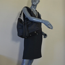 Berthille Hermine Sac Shopping Cuir Gras Noir porté