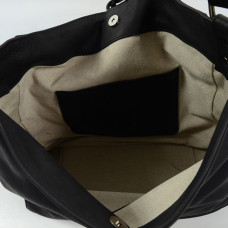 Berthille Hermine Sac Shopping Cuir Gras Noir ouvert
