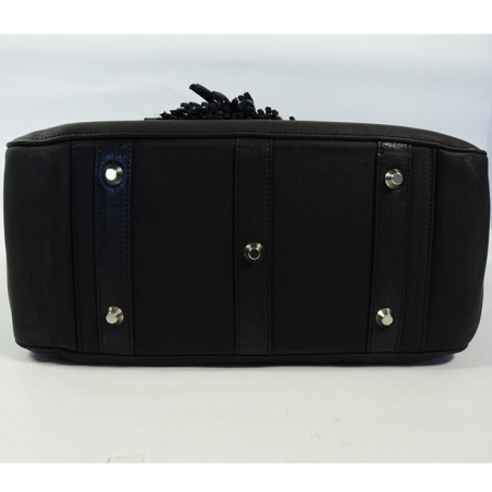 Berthille Hermine Sac Shopping Cuir Gras Noir sous