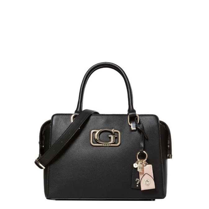 Sac à Main GUESS Femme Occasion, En Cuir Noir, Style épaule, Doublure Tissu