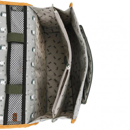 Retro Chameleon Backpack 35cm Zebra Yellow Open