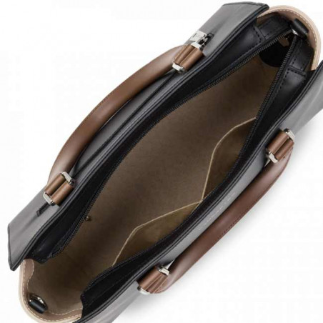 Lancaster Constance Sac Porté Main 437-03 Noir Nude Vison ouvert