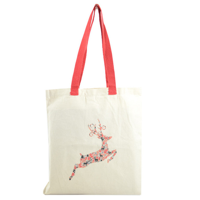 Farfouillette Christmas Tote Bag Natural Reindeer All-Purpose Bag