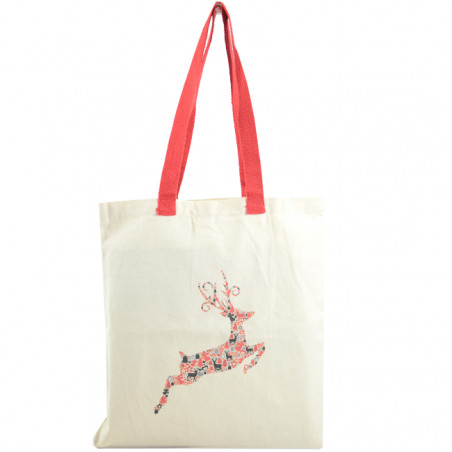 Farfouillette Christmas Tote Bag Natural Reindeer All-Purpose Bag