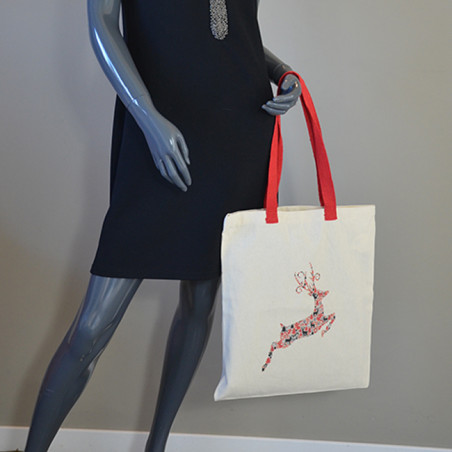 Farfouillette Tote Bag of Christmas Reindeer Natural Tote Bag