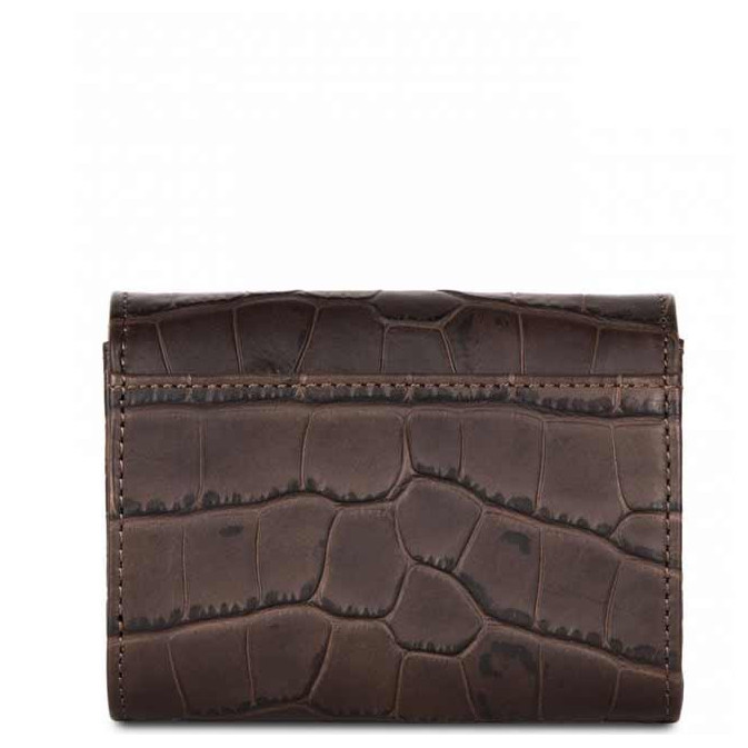 Porte-chéquier En Cuir Croco Marron LE TANNEUR - Portefeuille 3 Volets - Occasion