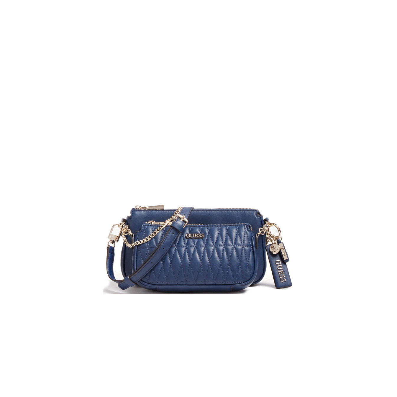 Sac Guess 'Sheer Bliss' En Daim Bleu Avec Charme Cœur Et Monogramme - Bandoulière Neuve