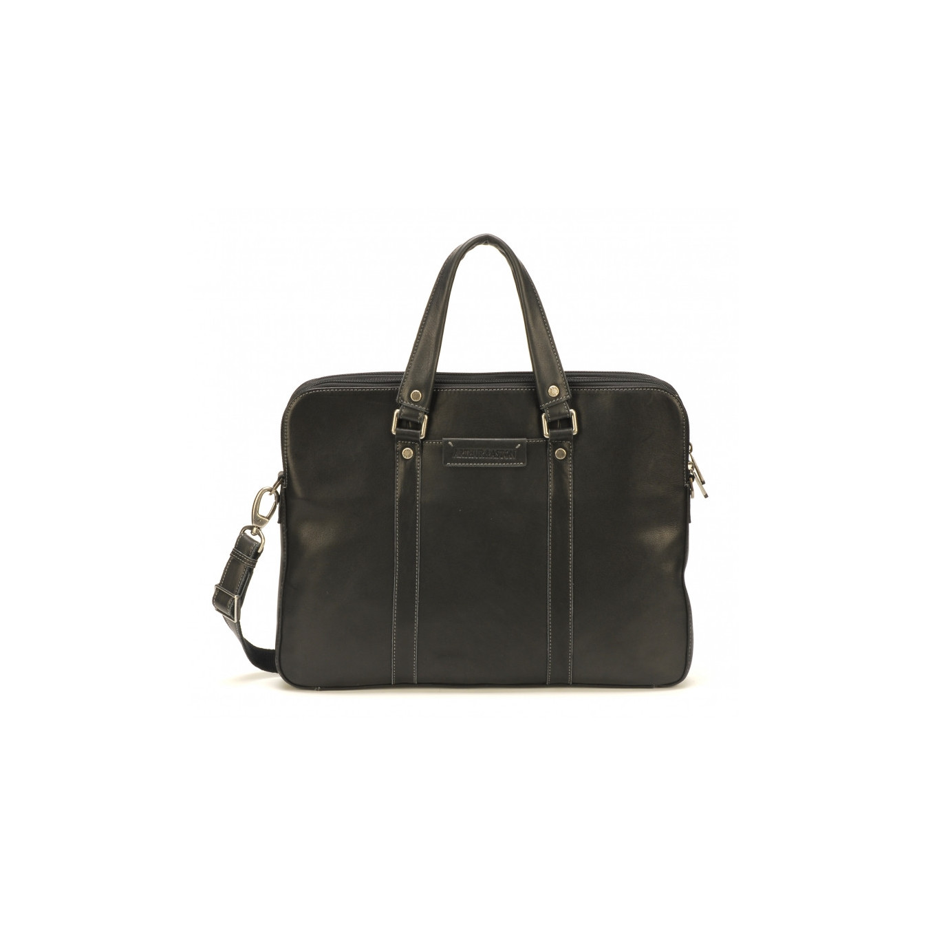 Arthur & Aston Johany Slim Document Holder 2 Pockets Black Leather