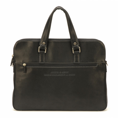 Arthur & Aston Johany Slim Document Holder 2 Pockets Black Leather