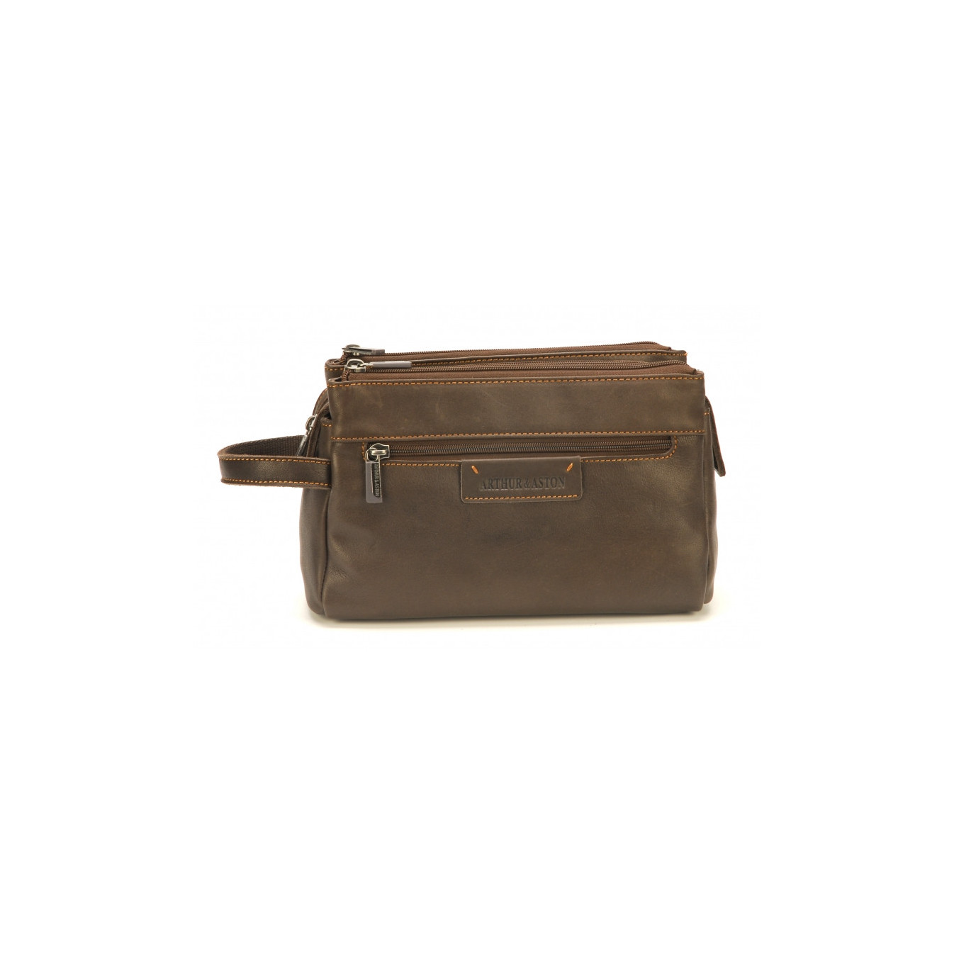 Arthur & Aston Johany Leather Toiletry Bag Chestnut