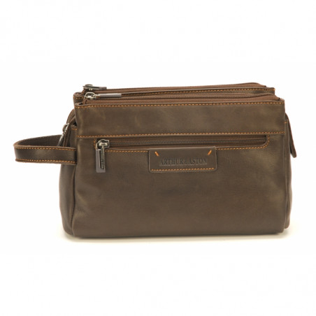 Arthur & Aston Johany Leather Toiletry Bag Chestnut