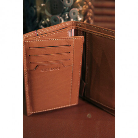 Serge Blanco Vancouver 2-Flap Leather Wallet Cognac
