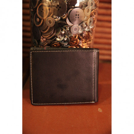 Serge Blanco Vancouver Italian Wallet 2 Volets Black Leather