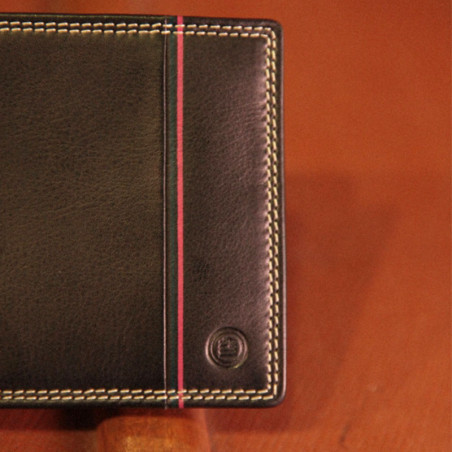 Serge Blanco Vancouver Italian Wallet 2 Volets Black Leather