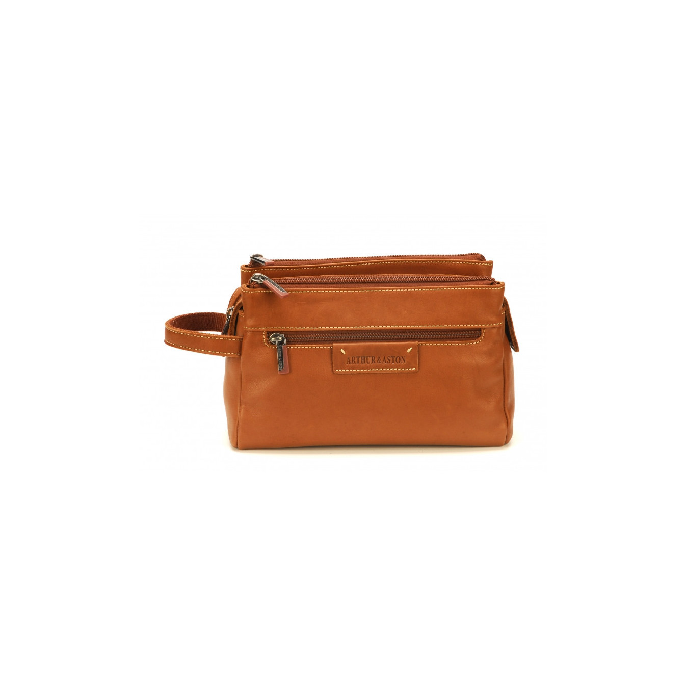 Arthur & Aston Johany Leather Cognac Toiletry Bag