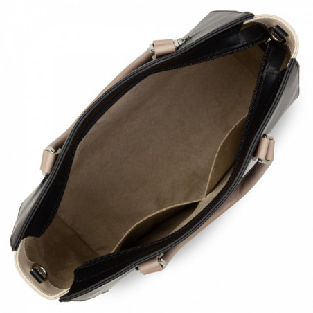 Lancaster Smooth Handbag 437-04 Black Black-Nude Light-Nude Dark