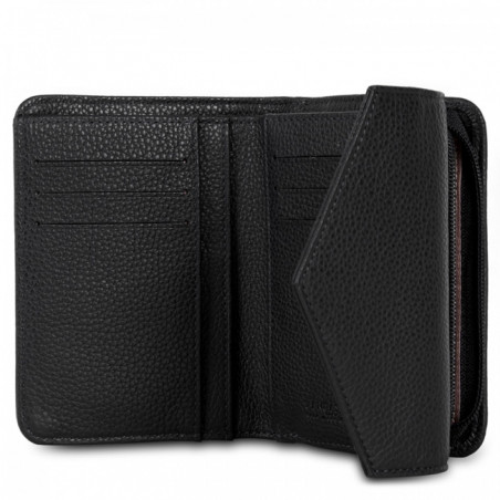 Lancaster Foulonne Double Portefeuille Dos A dos 170-29 Noir ouvert