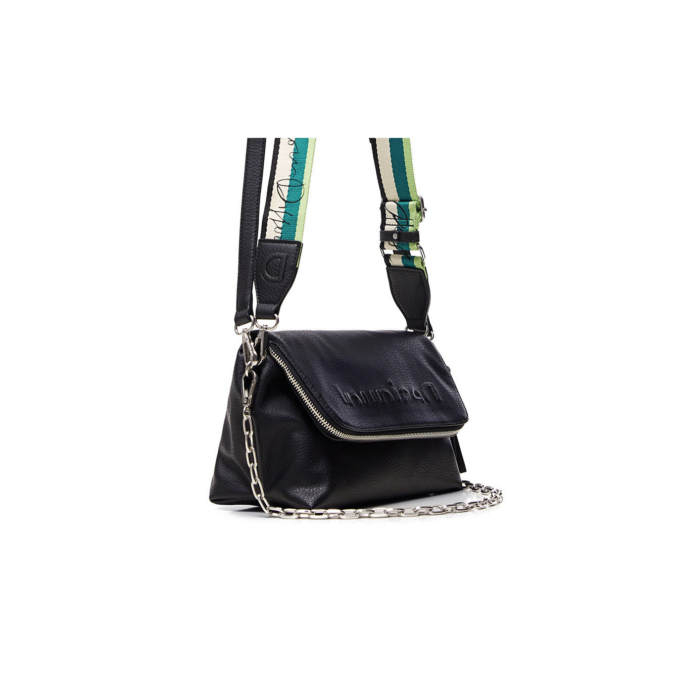 Sac Bandoulière Desigual Half Logo 24 Venecia 2.0 – Vert, Multi-Poches, Anses Amovibles