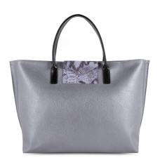Lancaster Maya Large Tote Bag 517-19 Silver Python