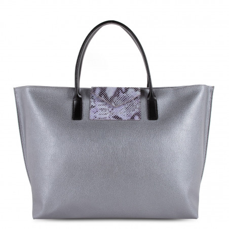 Lancaster Maya Large Tote Bag 517-19 Silver Python