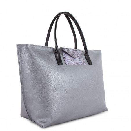 Lancaster Maya Large Tote Bag 517-19 Silver Python