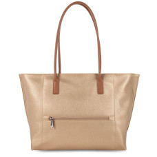 Lancaster Maya Grand Tote Bag 517-20 Matte Gold-Natural and Camel